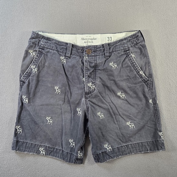 Abercrombie & Fitch Other - Abercrombie & Fitch Mens 33 Grey Moose Print Heavyweight Cotton Chino Shorts